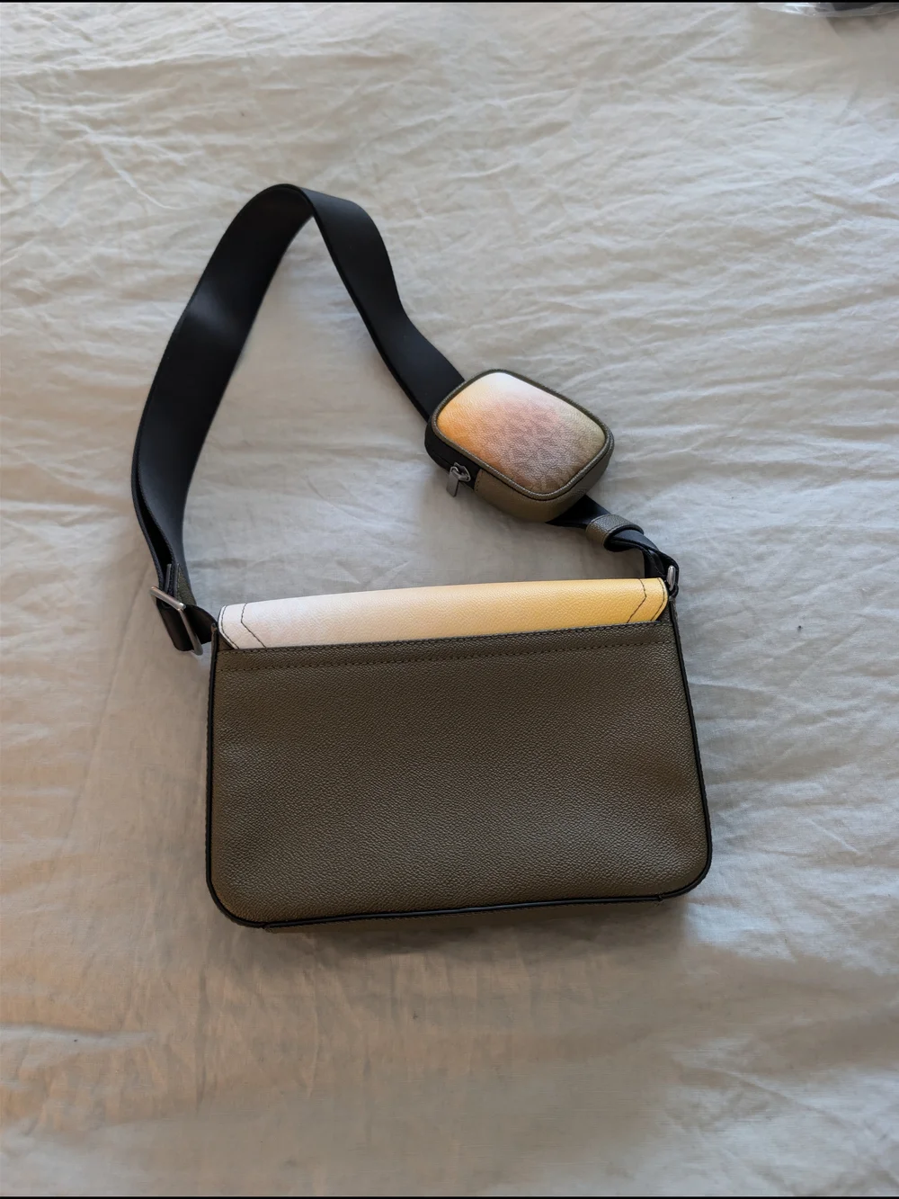 Michael Kors Ombre Crossbody Bag with Pouch Olive Green Yellow Cream Peach